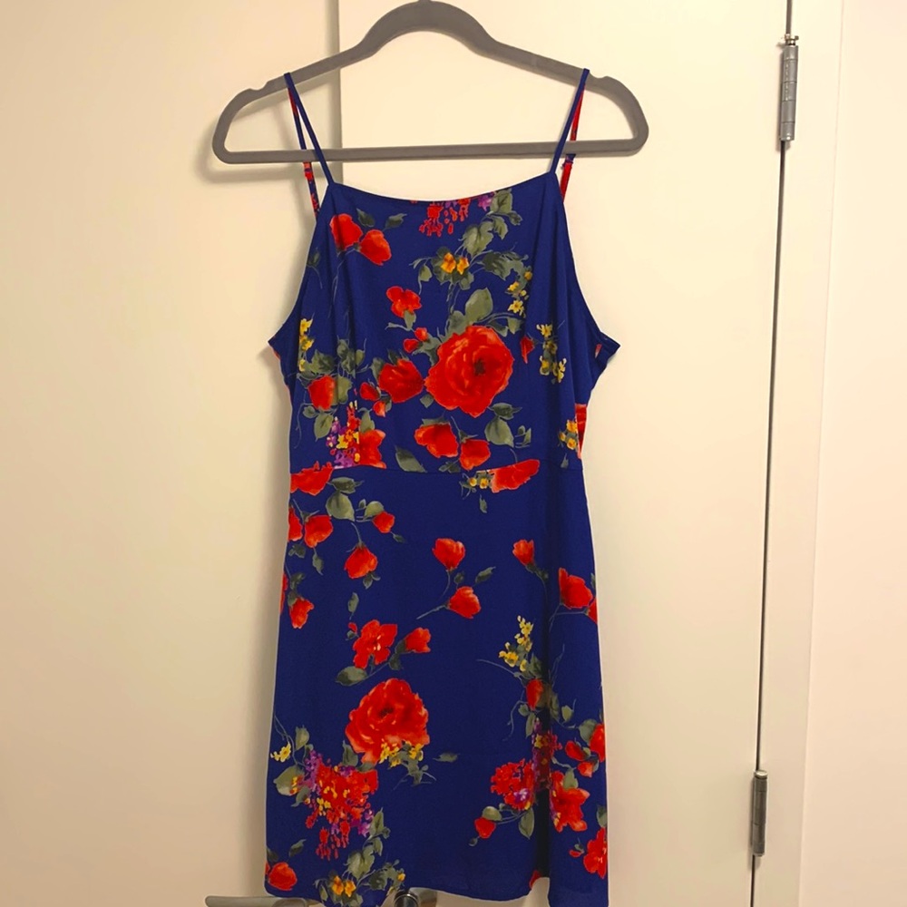 Lulus Royal Blue Floral Dress - Size L